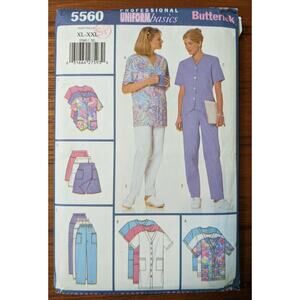 NEW Butterick 5560 New Misses XL XXL Scrub Uniform Pattern